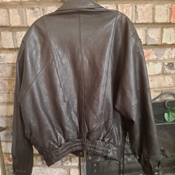 Final price! Last day! Men's black brown leather bomber jacket - Picture 8 of 11